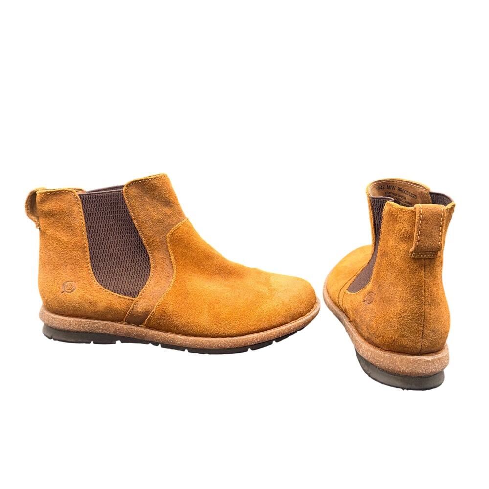 Born Chelsea Boots Womens 10 Tan Brown Suede Leather Ankle Pull On Boho